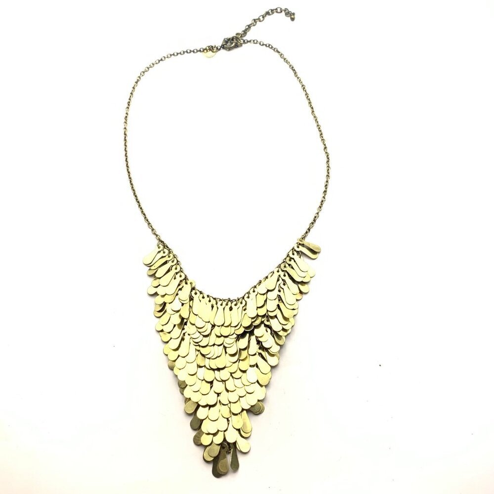 Abercrombie & Fitch Necklace Gold Tone Boho Layer Bib Drape Statement Piece